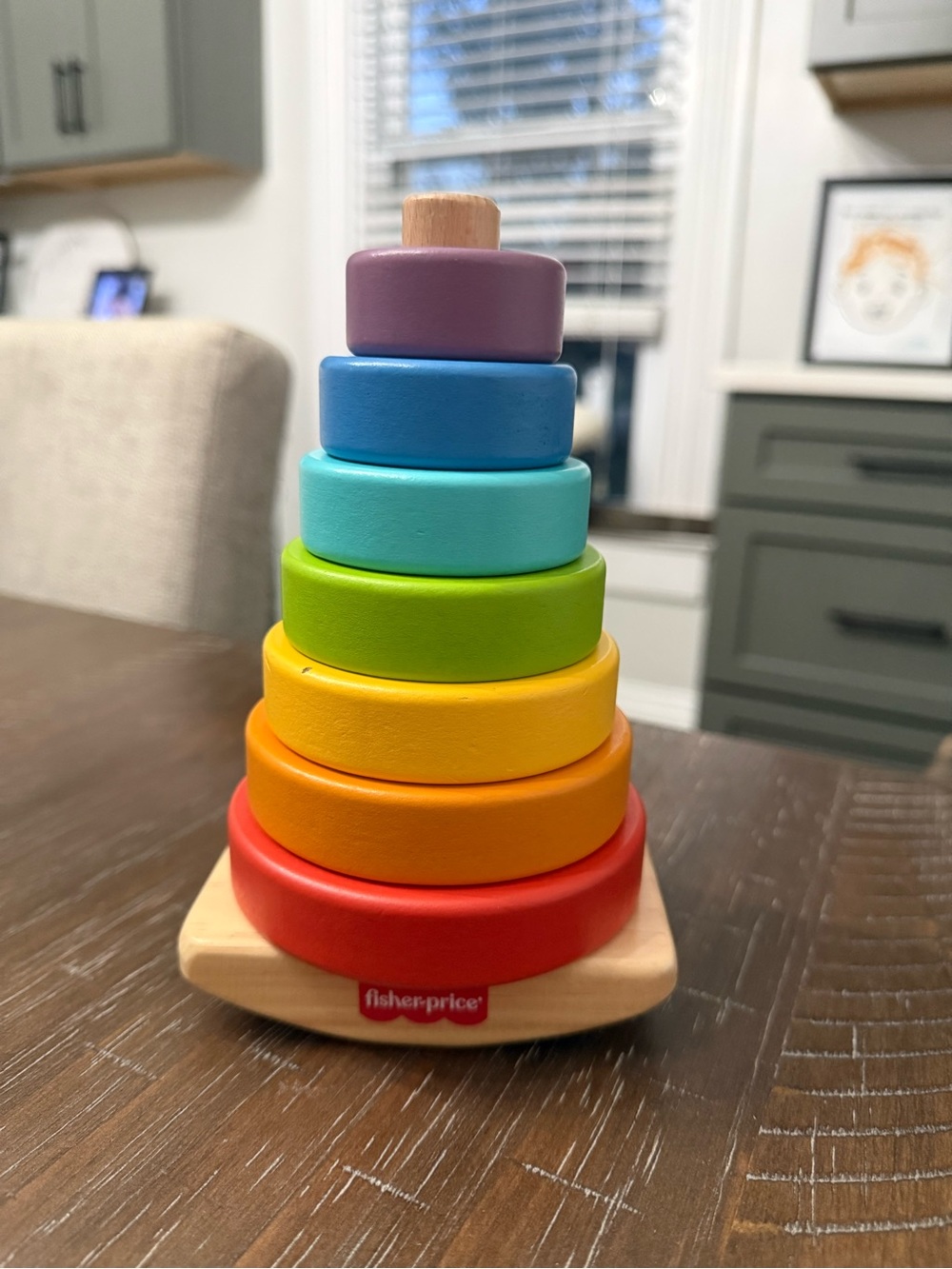 Fisher-Price Wooden Rock-a-Stack Baby Stacking Toy